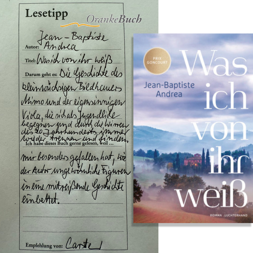 Lesetipp: Was ich von ihr weiß (Jean-Baptiste Andrea) Lesetipp: Was ich von ihr weiß (Jean-Baptiste Andrea)